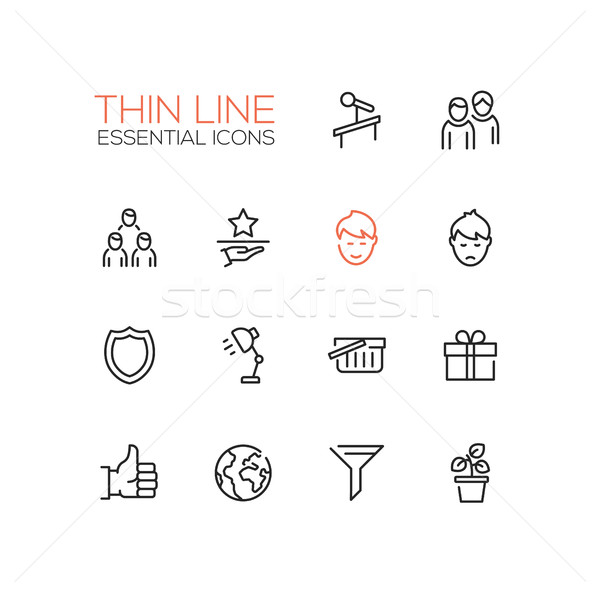 Stock photo: Business - Thin Single Line Icons Set