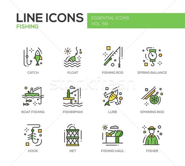 Stock photo: Fishing - line design icons set