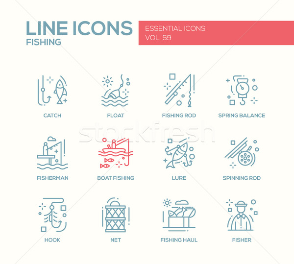 Fishing - line design icons set Stock photo © Decorwithme