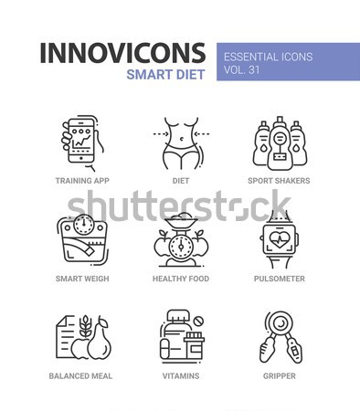 Diet - modern color vector single line icons set Stock photo © Decorwithme
