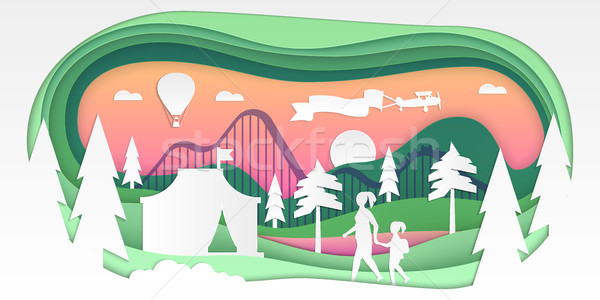 Funfair - vector paper cut illustration Stock photo © Decorwithme