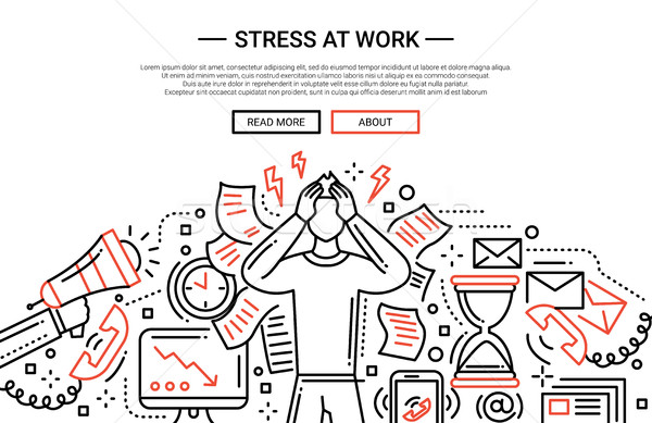 Stress at work - line flat design website banner Stock photo © Decorwithme