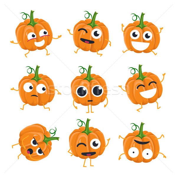 Foto stock: Funny · calabaza · vector · aislado · Cartoon