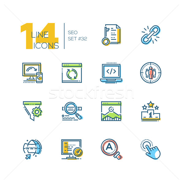 SEO - set of line design style icons Stock photo © Decorwithme