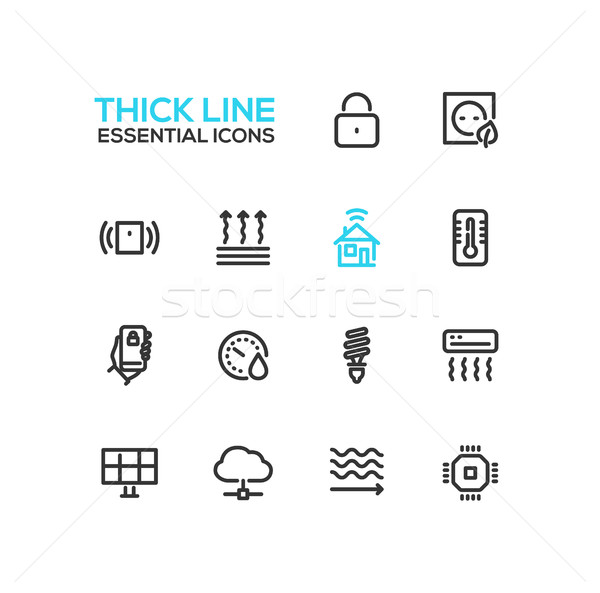 Smart House - Thick Single Line Icons Set Stock photo © Decorwithme