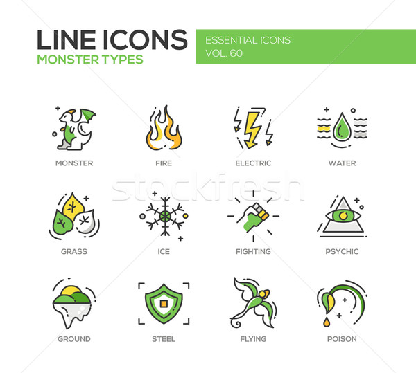 Monsters Sypes - line design icons set Stock photo © Decorwithme