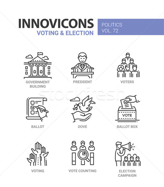 Voting and election - set of modern thin line design icons Stock photo © Decorwithme