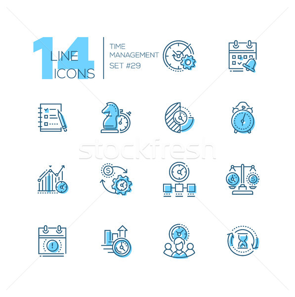 Time management - set of line design style icons Stock photo © Decorwithme