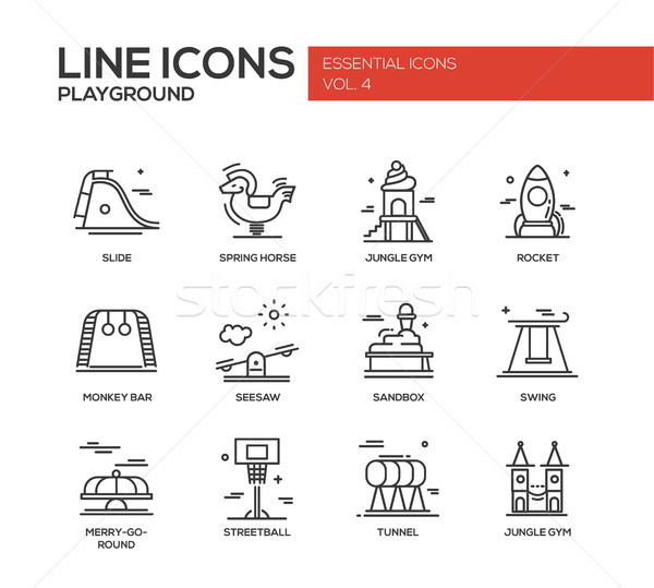 Children playground line design icons set Stock photo © Decorwithme