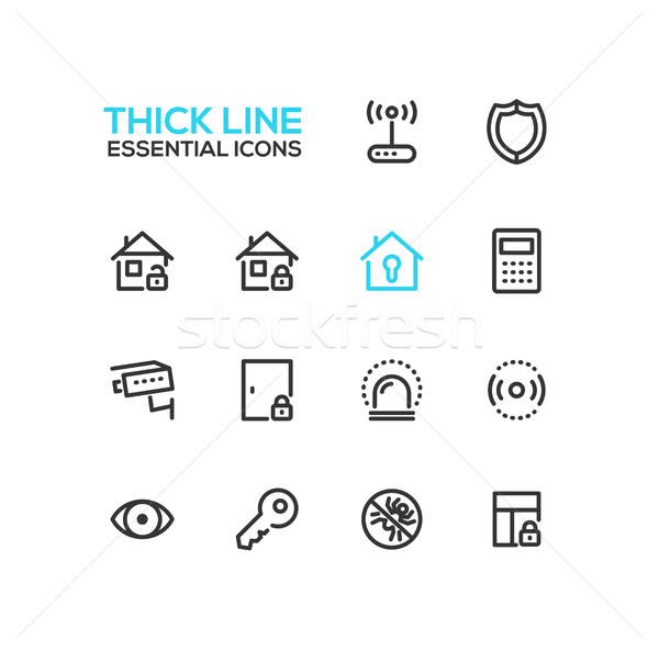 House Security - Thick Single Line Icons Set Stock photo © Decorwithme