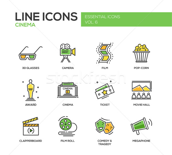 Cinema and movie production - line design icons set Stock photo © Decorwithme