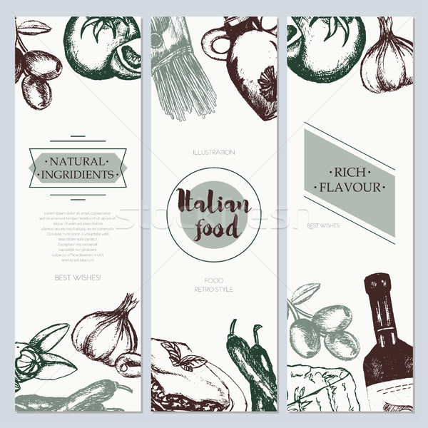 Italian Food - color hand drawn square flyer. Stock photo © Decorwithme