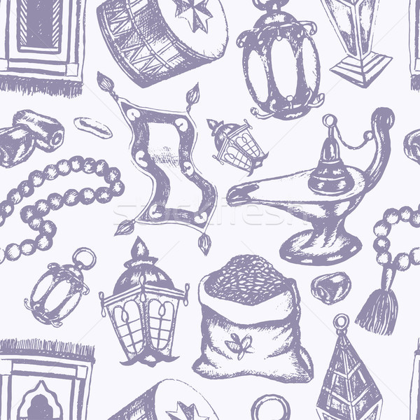 Muslim Symbols - hand drawn seamless pattern Stock photo © Decorwithme
