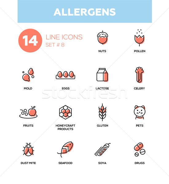 Allergens - Modern simple thin line design icons, pictograms set Stock photo © Decorwithme