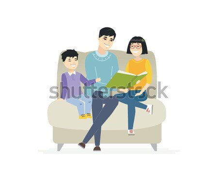 Father reads a fairytale - cartoon people characters isolated illustration Stock photo © Decorwithme