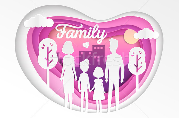 Family - modern vector paper cut illustration Stock photo © Decorwithme