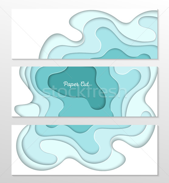 Turquois abstract layout - set of paper cut vector posters Stock photo © Decorwithme