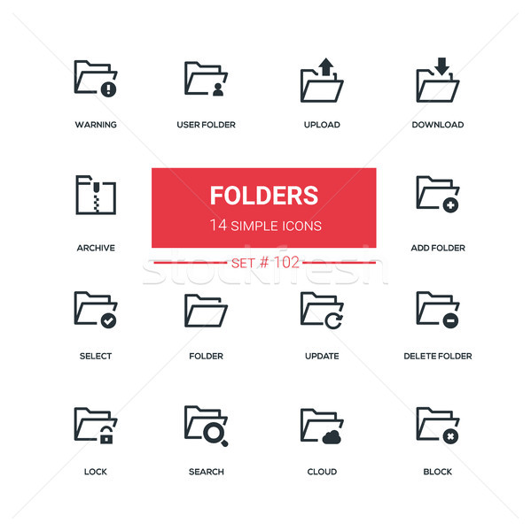Folders - flat design style icons set Stock photo © Decorwithme