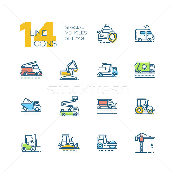 Cars - set of line design style colorful icons Stock photo © Decorwithme