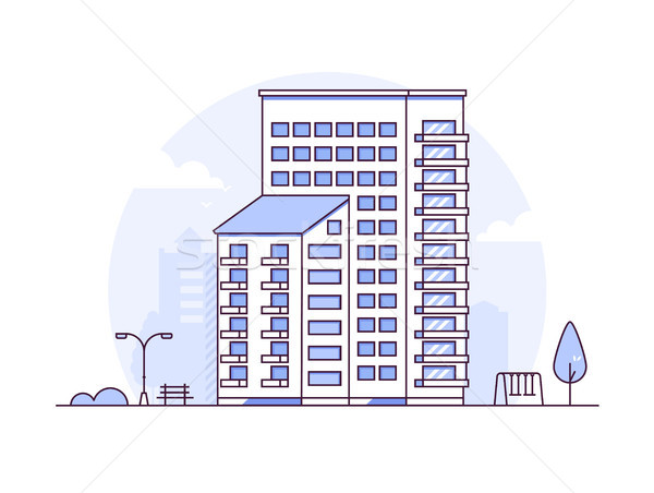 Urban landscape - modern thin line design style vector illustration Stock photo © Decorwithme