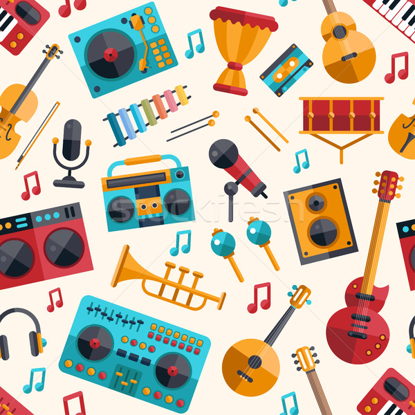 Illustration of modern flat design musical instruments and music Stock photo © Decorwithme