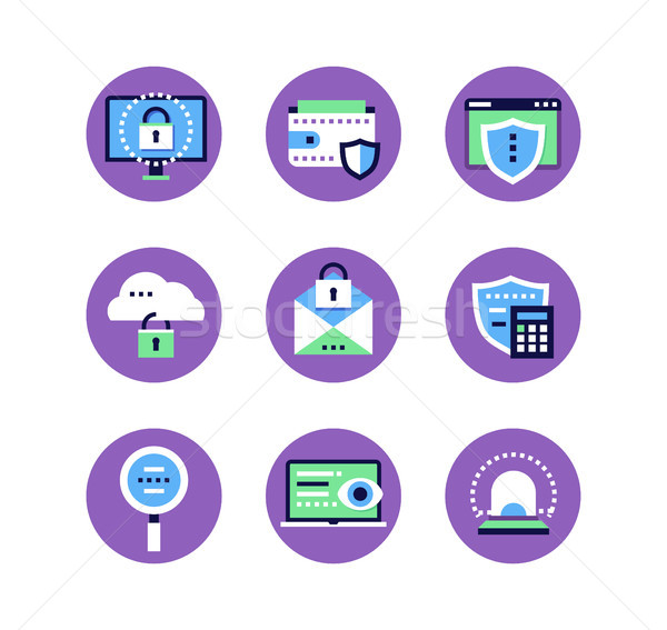 Information security, data protection - set of flat design style icons Stock photo © Decorwithme