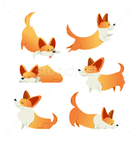 Dog - modern vector set of flat illustrations. Stock photo © Decorwithme