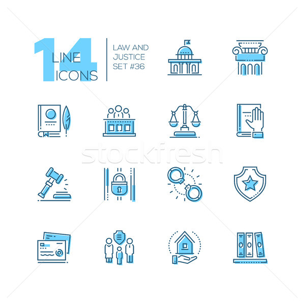 Law and justice - set of line design style icons Stock photo © Decorwithme