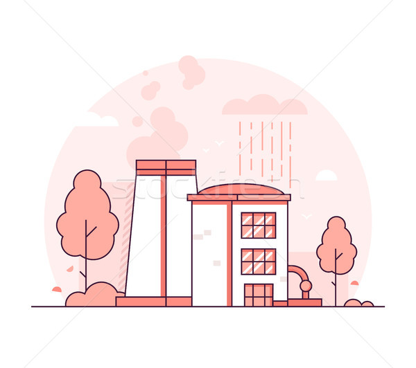 Factory - thin line design style vector illustration Stock photo © Decorwithme