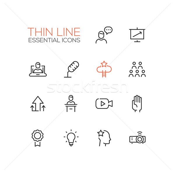 Business Training - Thin Single Line Icons Set Stock photo © Decorwithme