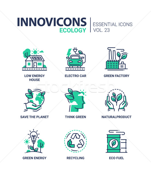 Stock photo: Ecology - modern color vector single line icons set