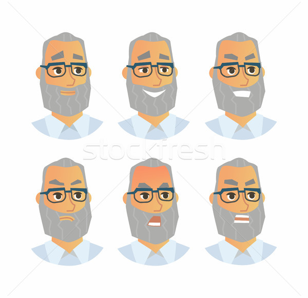 Senior Expressions - vector flat set of images Stock photo © Decorwithme