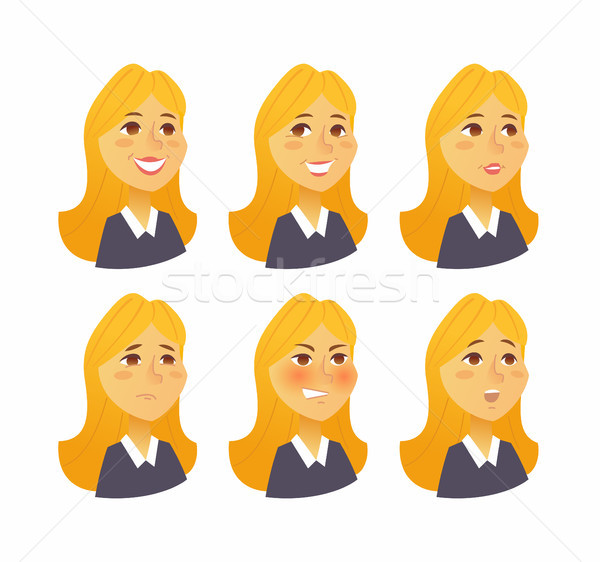 Woman Expressions - vector flat set of images Stock photo © Decorwithme