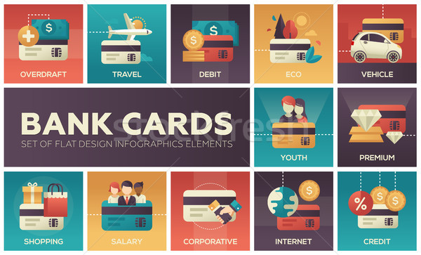 Bank cards - set of flat design infographics elements Stock photo © Decorwithme