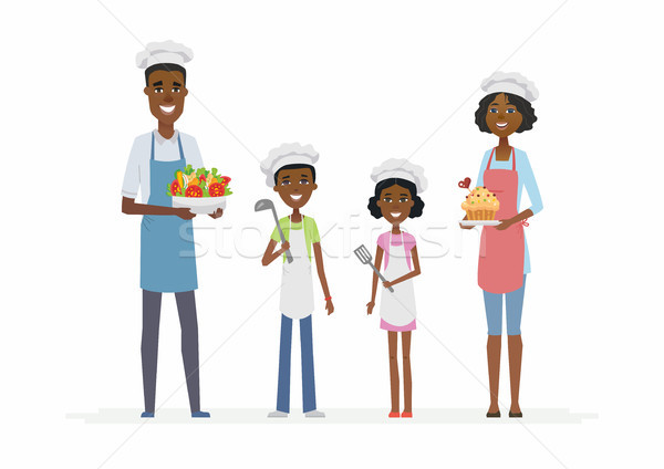 African family cooking - cartoon people characters isolated illustration Stock photo © Decorwithme