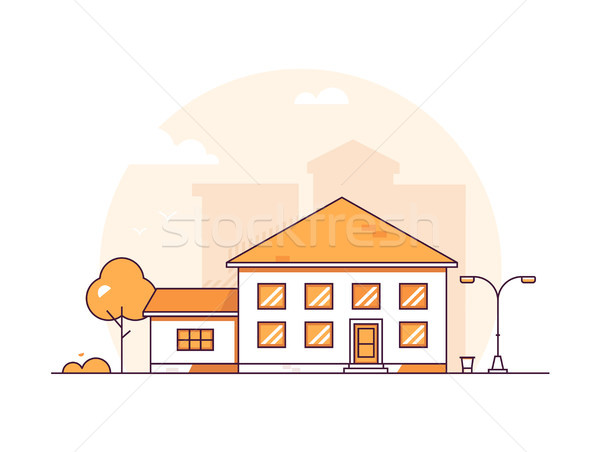 Cottage house - modern thin line design style vector illustration Stock photo © Decorwithme
