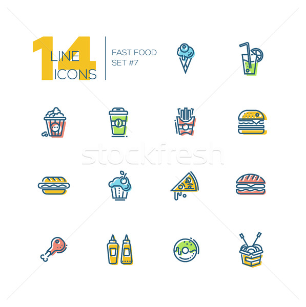 Fast Food Cafe Menu Thick Line Icons Set Stock photo © Decorwithme