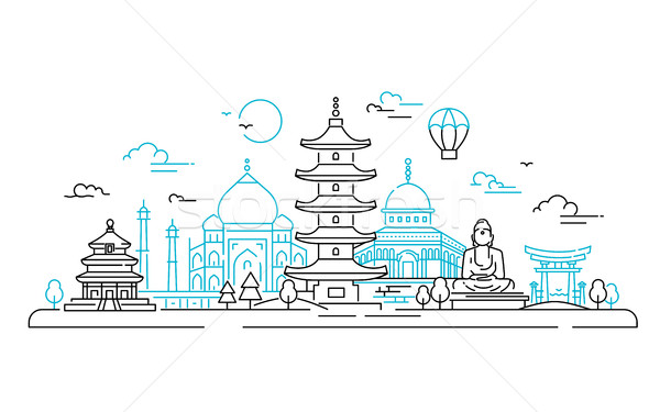 Asian Countries - vector line travel illustration Stock photo © Decorwithme