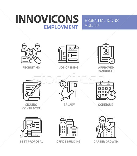 Employment- modern vector line icons set Stock photo © Decorwithme