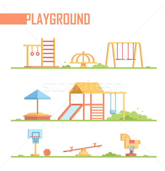 Set of playground elements - modern vector cartoon isolated illustration Stock photo © Decorwithme