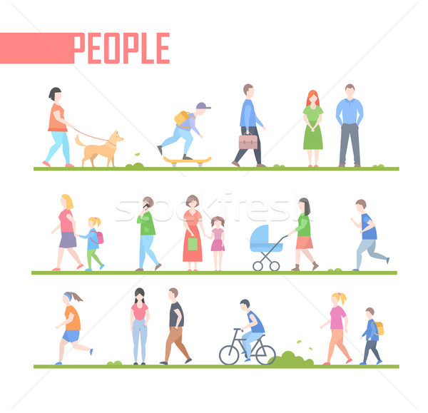 People - set of vector cartoon flat design style characters illustration Stock photo © Decorwithme