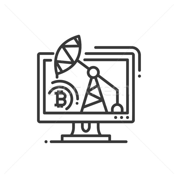 Mining rig - line design single isolated icon Stock photo © Decorwithme