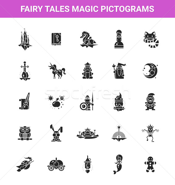 Set of fairy tales flat design magic icons and pictograms Stock photo © Decorwithme