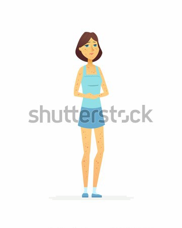 Young woman with a rash - cartoon people characters isolated illustration Stock photo © Decorwithme