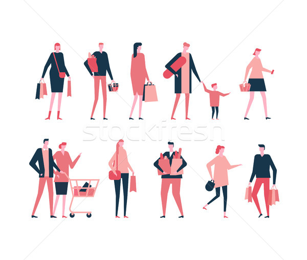 Stock photo: Shopping - flat design style set of isolated characters