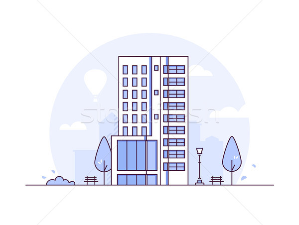 Cityscape - modern thin line design style vector illustration Stock photo © Decorwithme