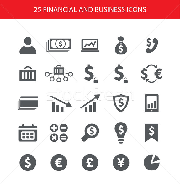 Set of financial and business icons Stock photo © Decorwithme
