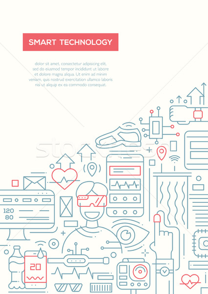 Smart Technology - line design brochure poster template A4 Stock photo © Decorwithme