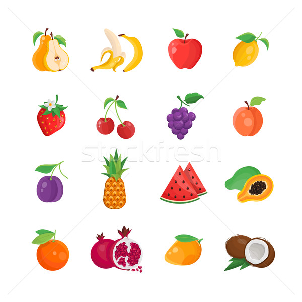 Natural Food - modern vector line icons set Stock photo © Decorwithme