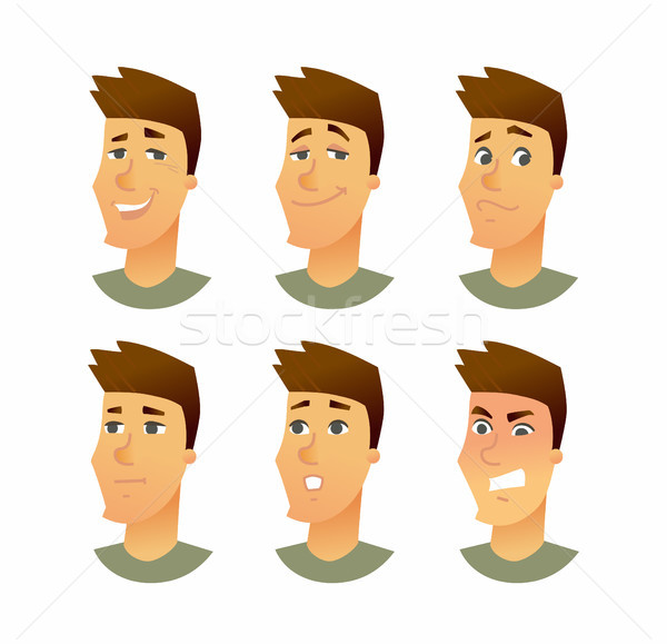 Masculin expresii faciale modern vector afaceri desen animat Imagine de stoc © Decorwithme